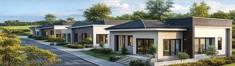 Artist's impression of the Kutunse smart homes along the estate road